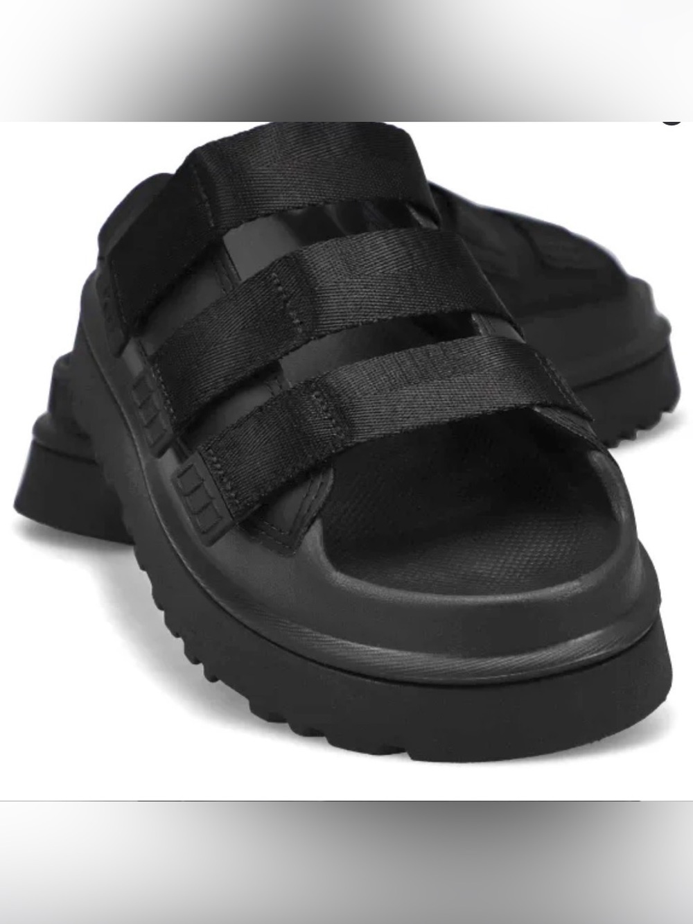 UGG GoldenGlow Slide Platform Sandals Black Size 8 BNIB